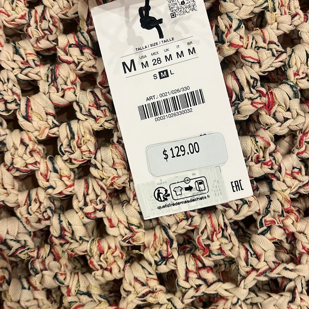 NWT Women’s Collection Zara Multicolored Knit Crochet Mini Dress 0021/026 Medium - Picture 7 of 7